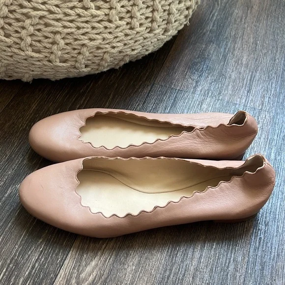 Chloe Lauren scalloped leather ballet flats